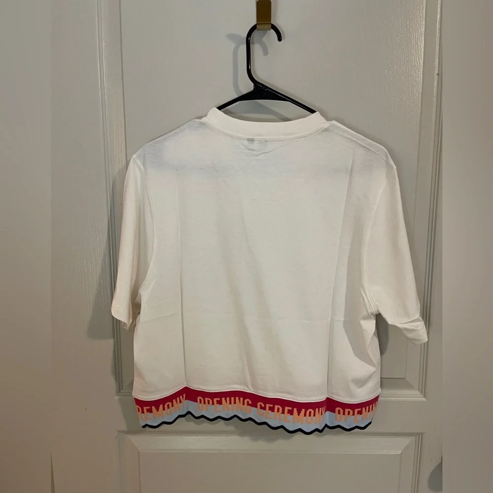 Opening Ceremony White Logo Hem Cropped Tee Size L NWT - Picture 3 of 7